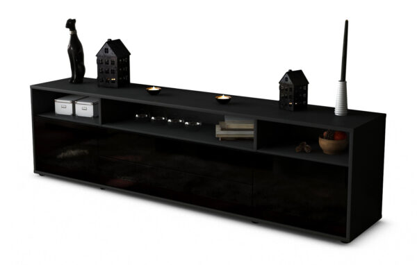 Lowboard Biancaneve, Schwarz (180x49x35cm)