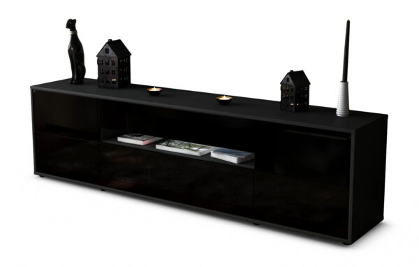 Lowboard Bjonda, Schwarz (180x49x35cm)