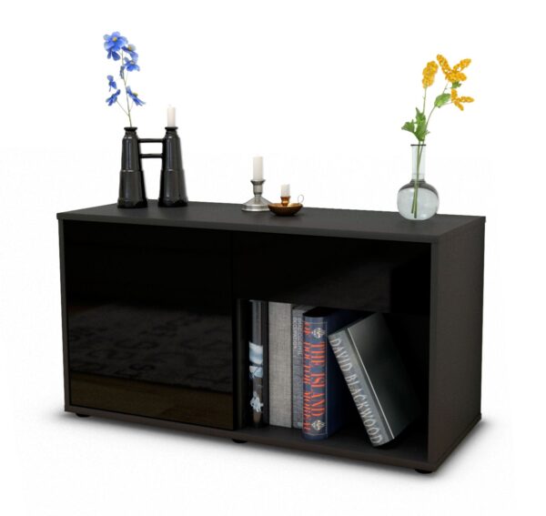 Lowboard Alberina, Schwarz (92x49x35cm)