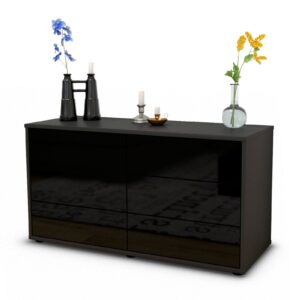 Lowboard Alfonsa, Schwarz (92x49x35cm)