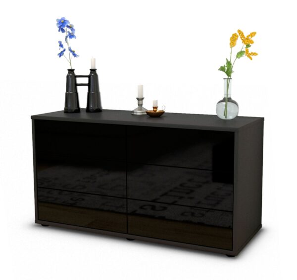 Lowboard Alfonsa, Schwarz (92x49x35cm)