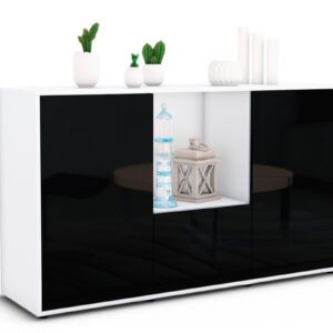 Sideboard Dhonna, Schwarz (136x79x35cm)