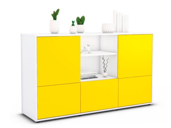 Sideboard Diellza, Gelb (136x79x35cm)
