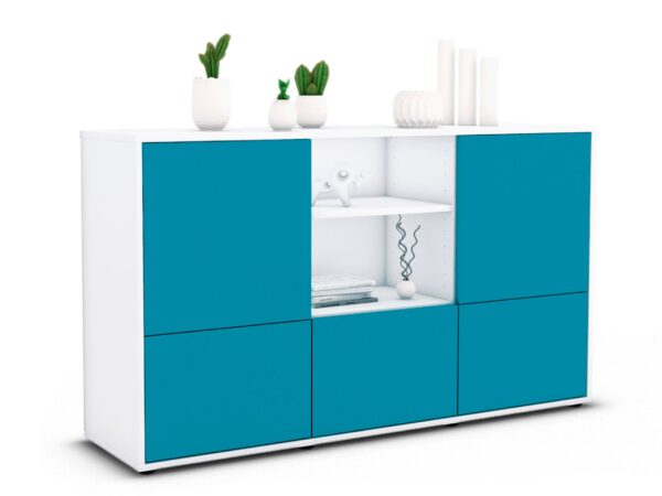 Sideboard Diellza, Türkis (136x79x35cm)