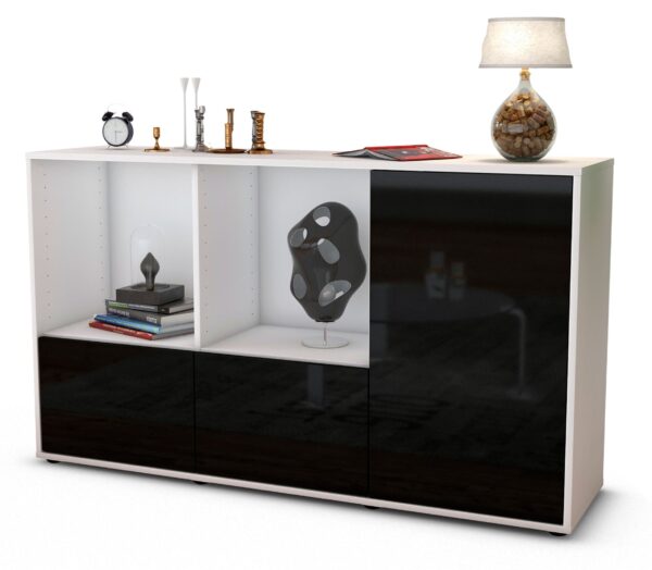 Sideboard Dolcia, Schwarz (136x79x35cm)