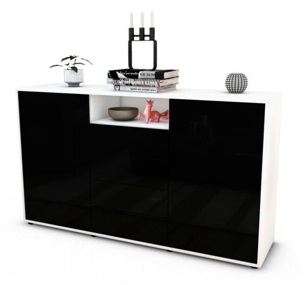 Sideboard Donnice, Schwarz (136x79x35cm)