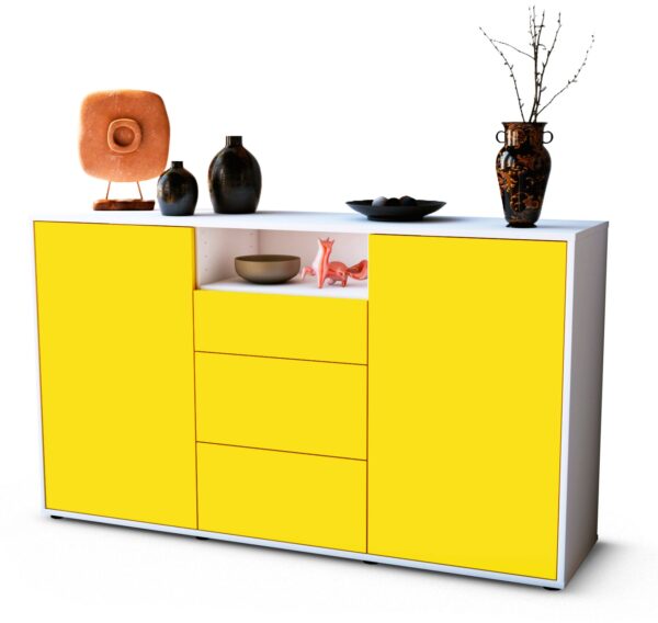 Sideboard Donnice, Gelb (136x79x35cm)