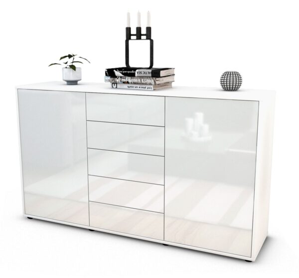 Sideboard Dorelly, Weiß (136x79x35cm)