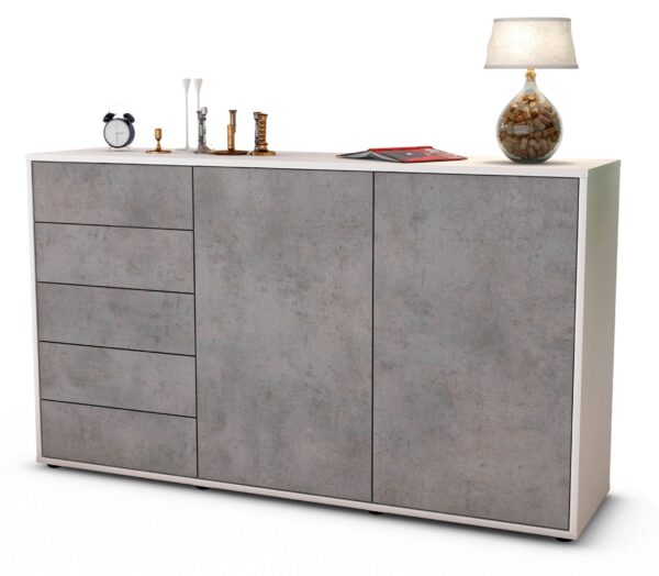 Sideboard Dorentina, Beton (136x79x35cm)