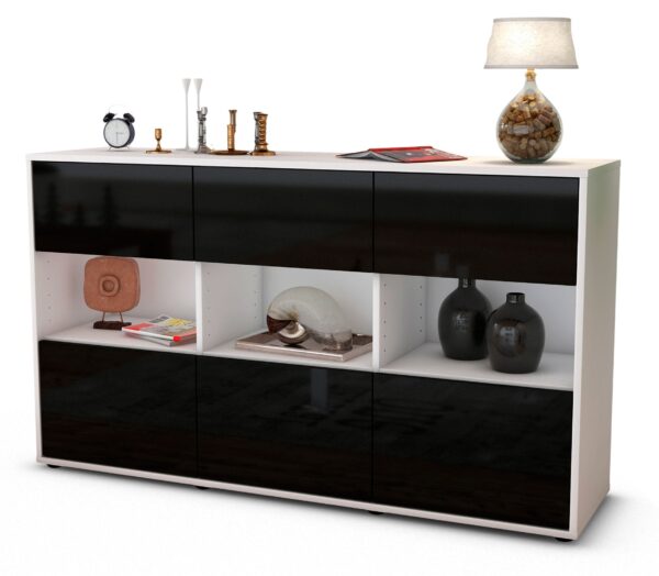 Sideboard Dorett, Schwarz (136x79x35cm)