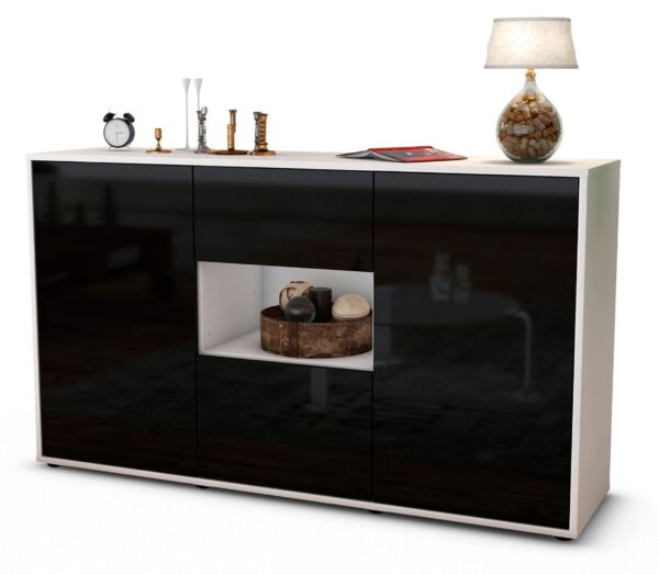 Sideboard Doriana, Schwarz (136x79x35cm)