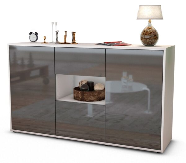 Sideboard Doriana, Grau (136x79x35cm)