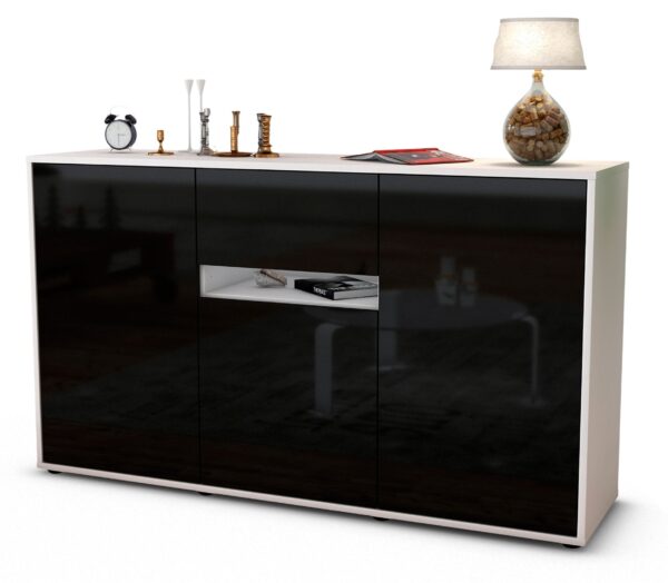 Sideboard Dorina, Schwarz (136x79x35cm)
