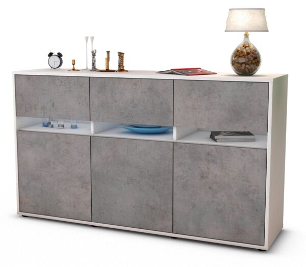 Sideboard Dorinde, Beton (136x79x35cm)