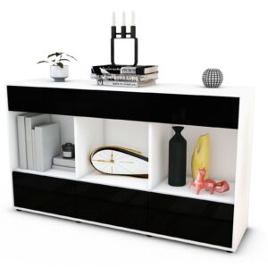 Sideboard Efisia, Schwarz (136x79x35cm)
