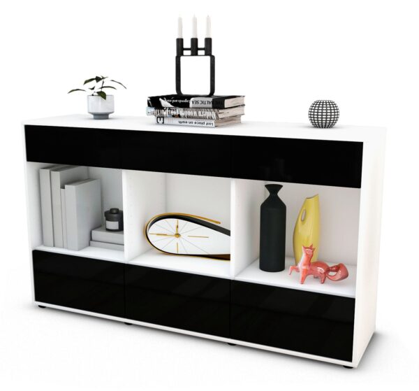 Sideboard Efisia, Schwarz (136x79x35cm)