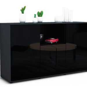 Sideboard Demetria, Schwarz (136x79x35cm)
