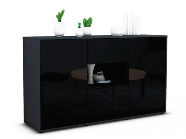 Sideboard Denise, Schwarz (136x79x35cm)