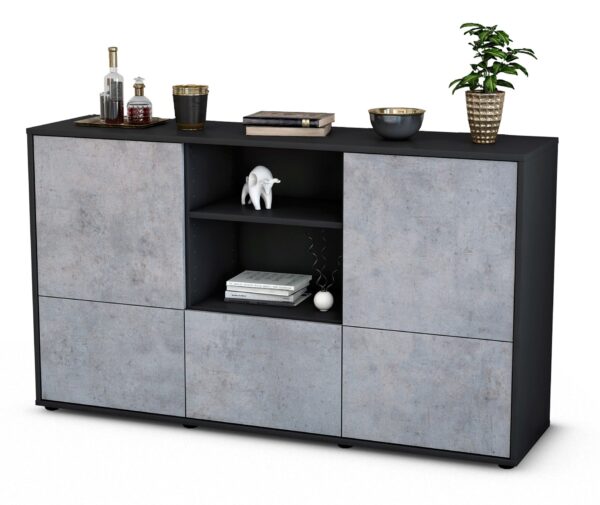Sideboard Diellza, Beton (136x79x35cm)