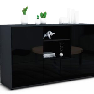 Sideboard Diellza, Schwarz (136x79x35cm)