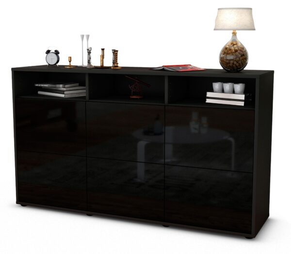 Sideboard Dilara, Schwarz (136x79x35cm)