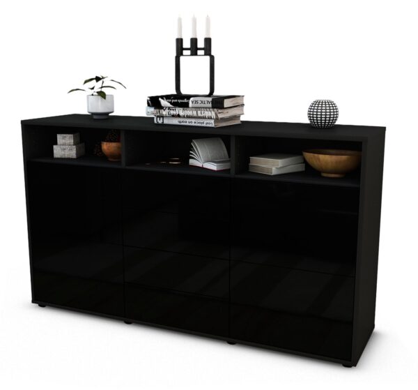 Sideboard Donabella, Schwarz (136x79x35cm)