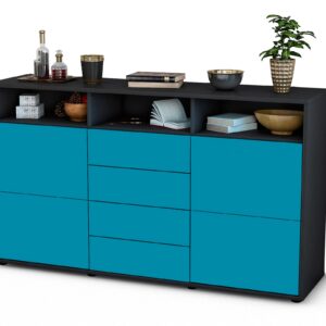 Sideboard Donabella, Türkis (136x79x35cm)