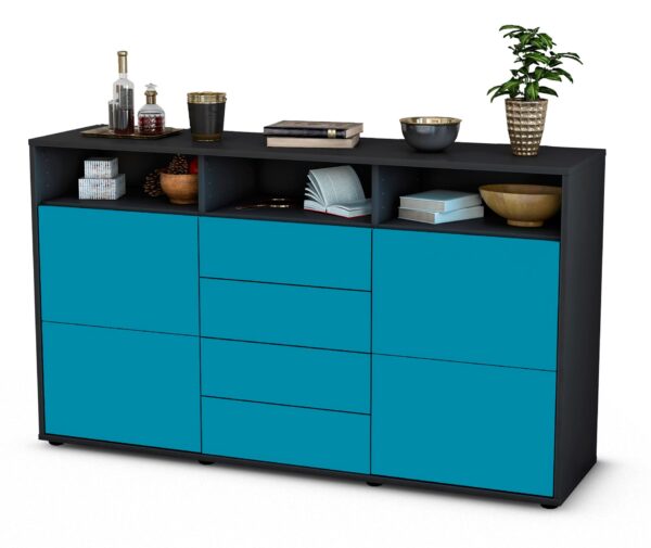 Sideboard Donabella, Türkis (136x79x35cm)