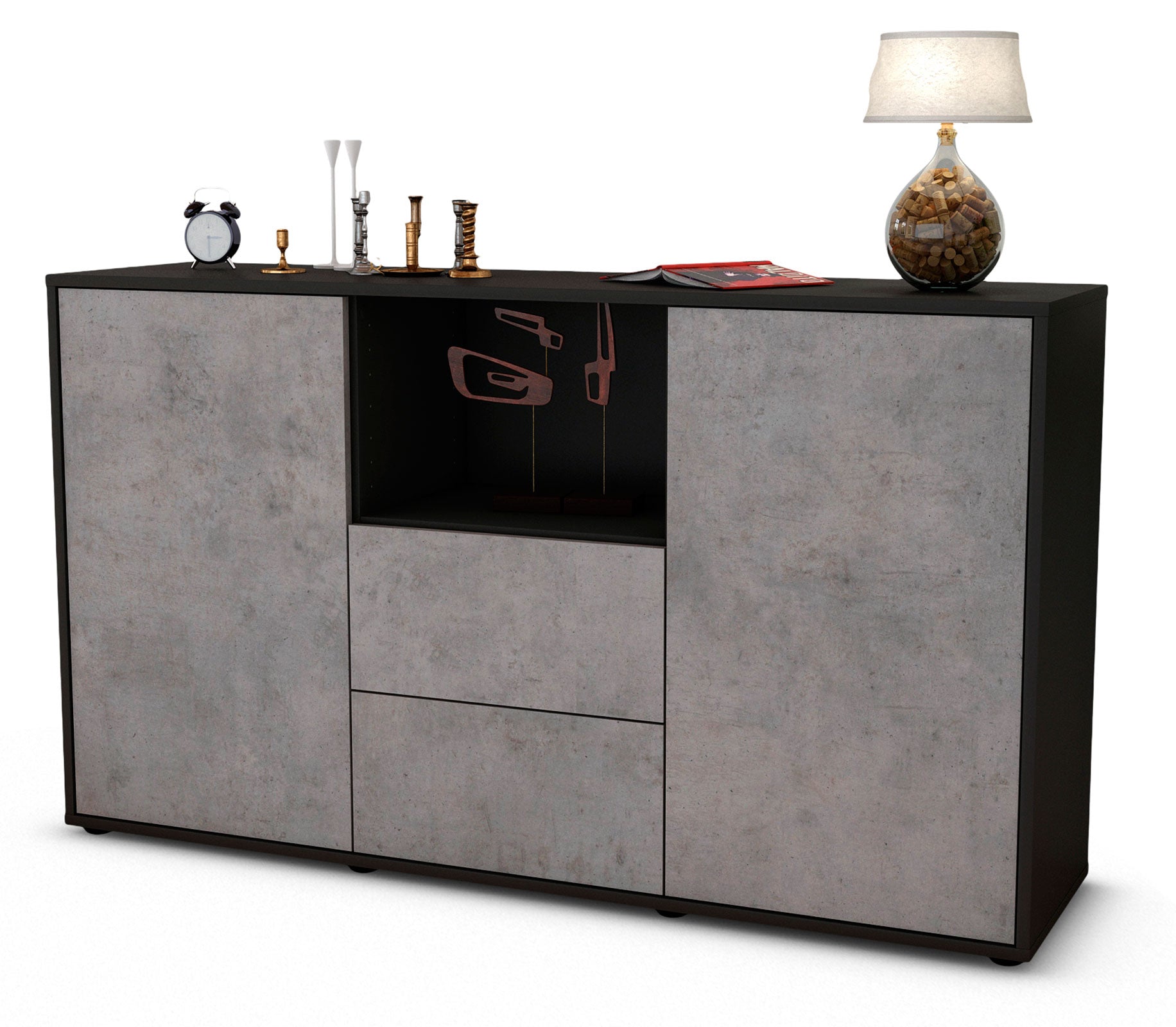 Sideboard Donika, Beton (136x79x35cm) 1 Sideboard Donika, Beton (136x79x35cm)