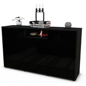 Sideboard Donnice, Schwarz (136x79x35cm)