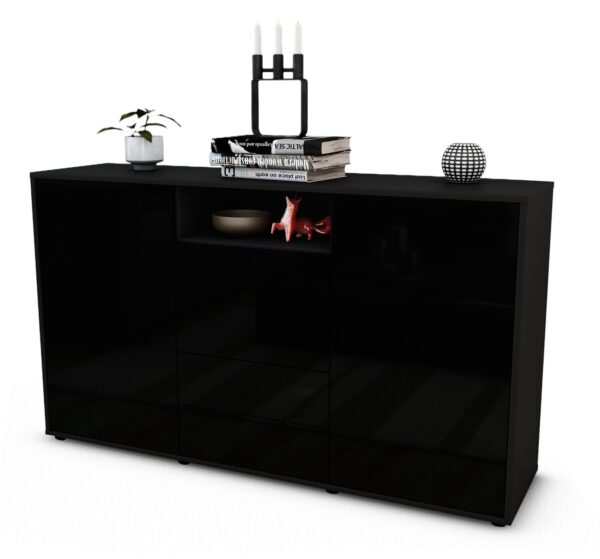 Sideboard Donnice, Schwarz (136x79x35cm)