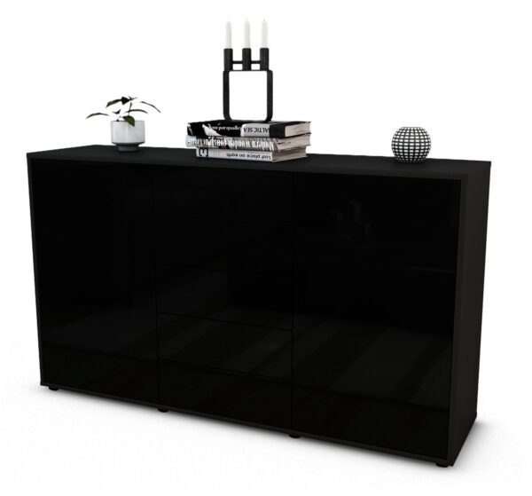 Sideboard Dorelly, Schwarz (136x79x35cm)