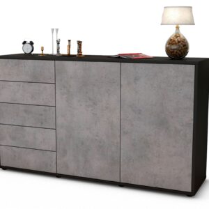 Sideboard Dorentina, Beton (136x79x35cm)