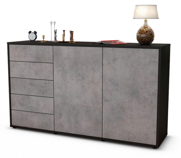 Sideboard Dorentina, Beton (136x79x35cm)