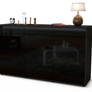 Sideboard Dorentina, Schwarz (136x79x35cm)