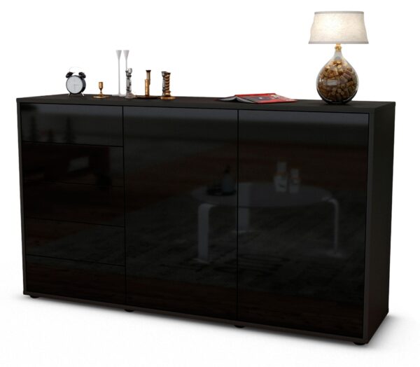 Sideboard Dorentina, Schwarz (136x79x35cm)