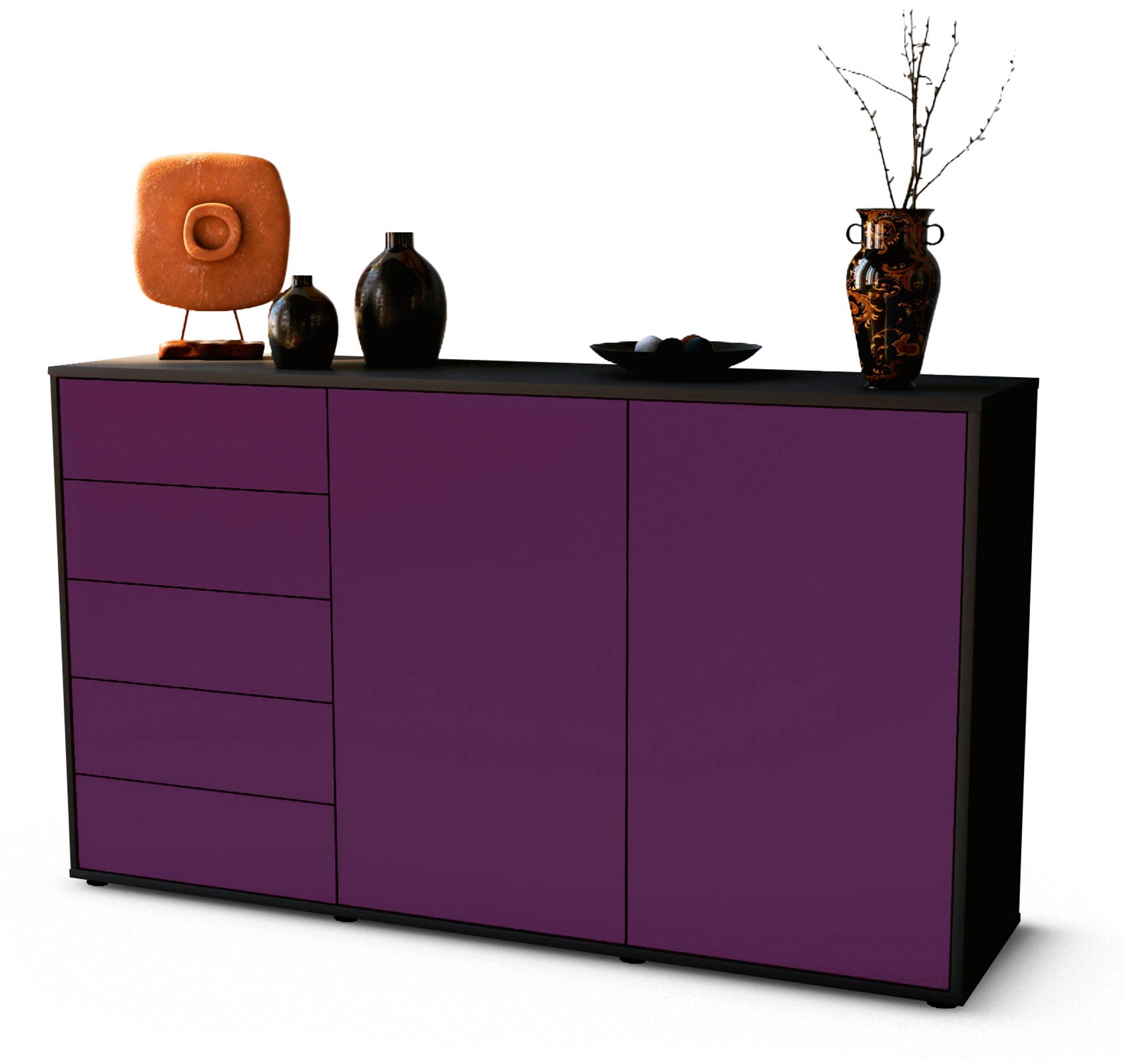Sideboard Dorentina, Lila (136x79x35cm) 1 Sideboard Dorentina, Lila (136x79x35cm)