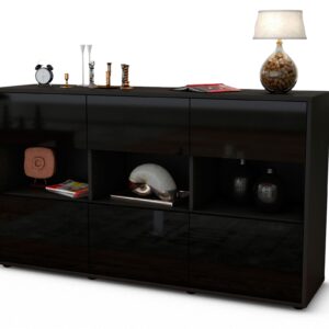 Sideboard Dorett, Schwarz (136x79x35cm)