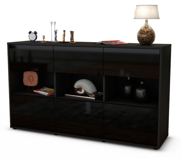 Sideboard Dorett, Schwarz (136x79x35cm)