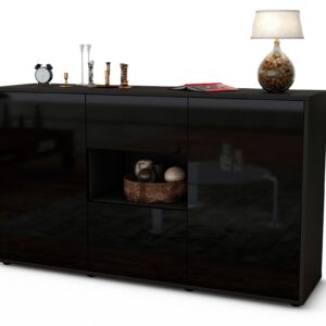 Sideboard Doriana, Schwarz (136x79x35cm)