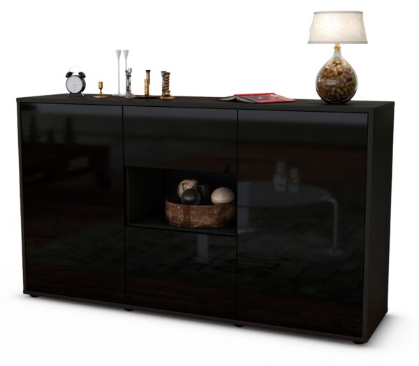Sideboard Doriana, Schwarz (136x79x35cm)