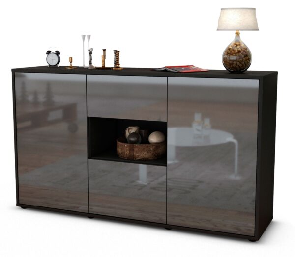Sideboard Doriana, Grau (136x79x35cm)