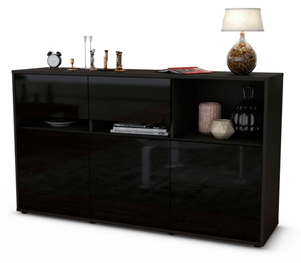 Sideboard Dorotea, Schwarz (136x79x35cm)