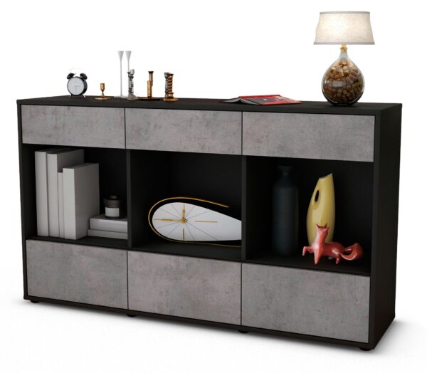 Sideboard Efisia, Beton (136x79x35cm)