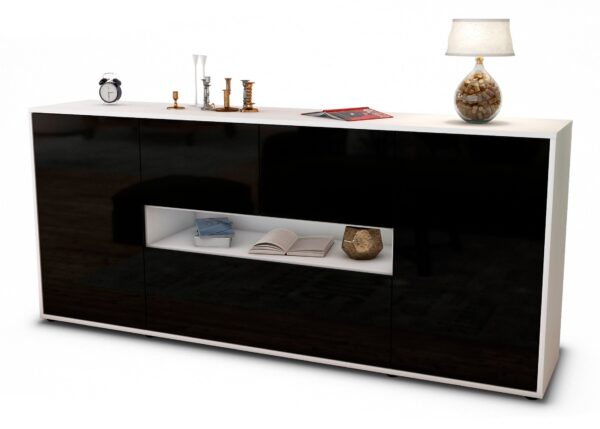 Sideboard Elisabetta, Schwarz (180x79x35cm)
