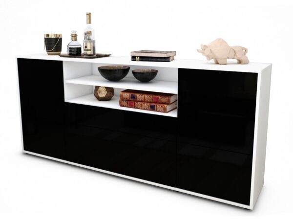 Sideboard Eluana, Schwarz (180x79x35cm)