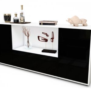 Sideboard Elvezia, Schwarz (180x79x35cm)