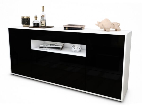 Sideboard Elvira, Schwarz (180x79x35cm)