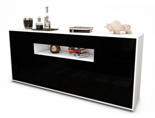 Sideboard Emely, Schwarz (180x79x35cm)