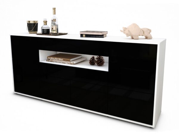 Sideboard Emerelda, Schwarz (180x79x35cm)